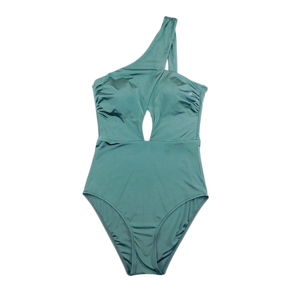 Lazul One-Shoulder Cutout Swimsuit • Size 2 • Teal Green - Picture 7 of 14